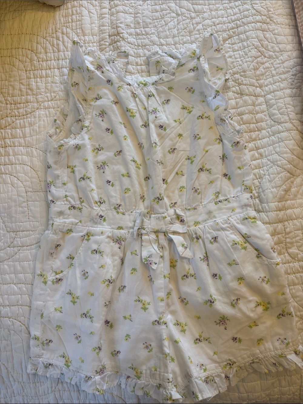 Janie and Jack White Floral Ruffle Romper